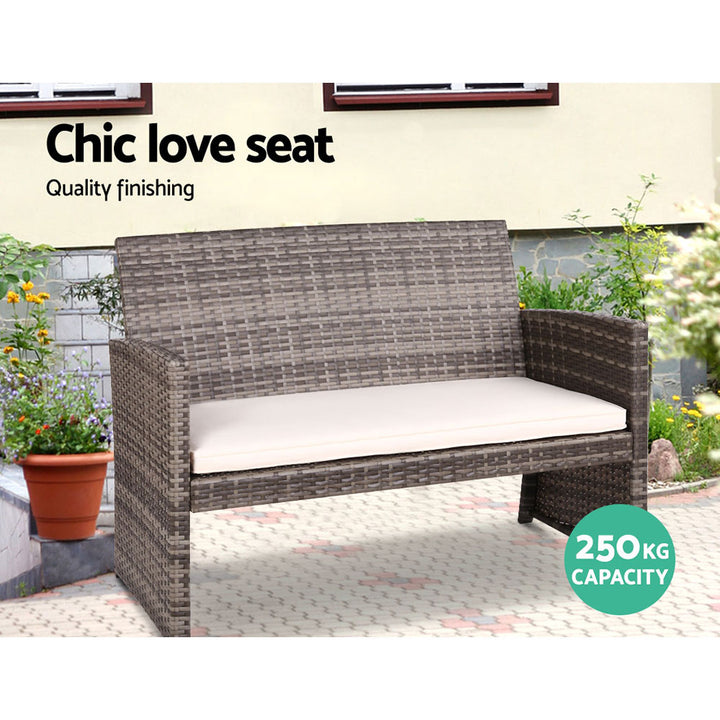 Outdoor Lounge Setting Wicker Sofa Set Storage Cover Mixed Grey - The  Best Backyard