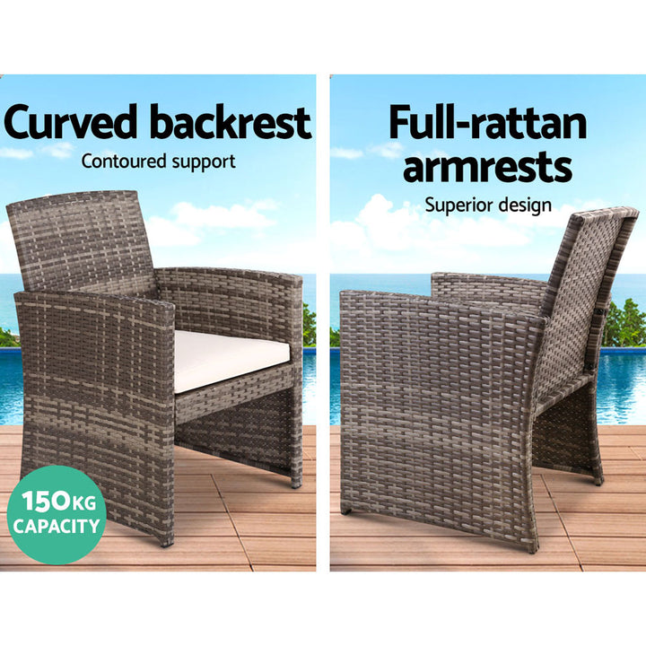 Outdoor Lounge Setting Wicker Sofa Set Storage Cover Mixed Grey - The  Best Backyard