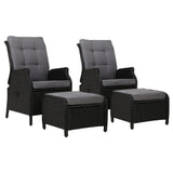 Gardeon 2pc Recliner Chair Set with Ottoman - Adjustable - Black