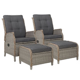 Gardeon 2pc Recliner Chair Set with Ottoman - Adjustable - Grey
