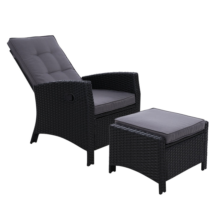 Recliner Sun Lounge Chair with Cushion Ottoman