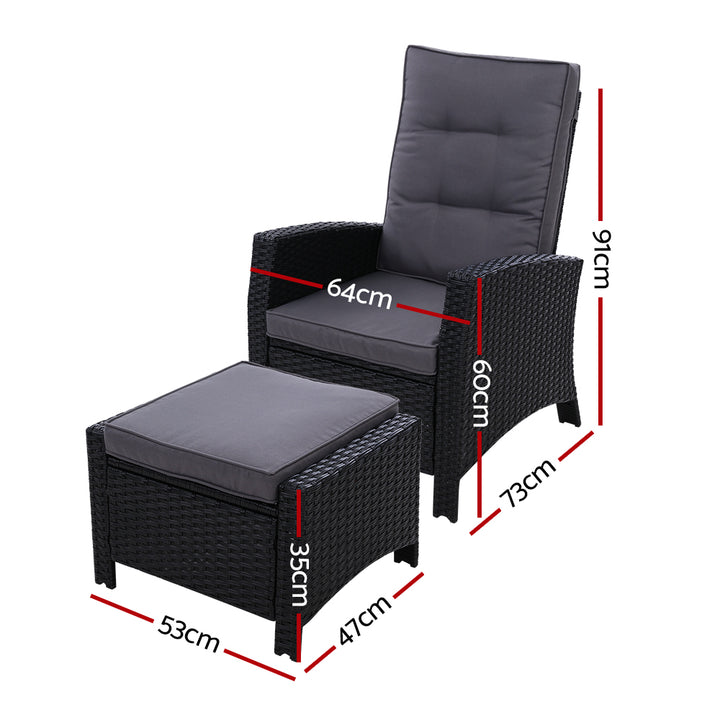 Recliner Sun Lounge Chair with Cushion & Ottoman
