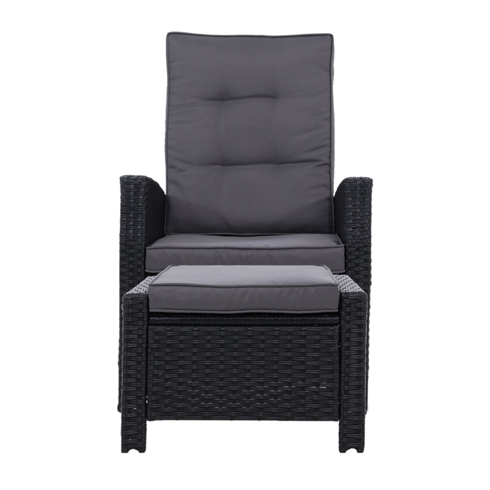 Recliner Sun Lounge Chair with Cushion & Ottoman
