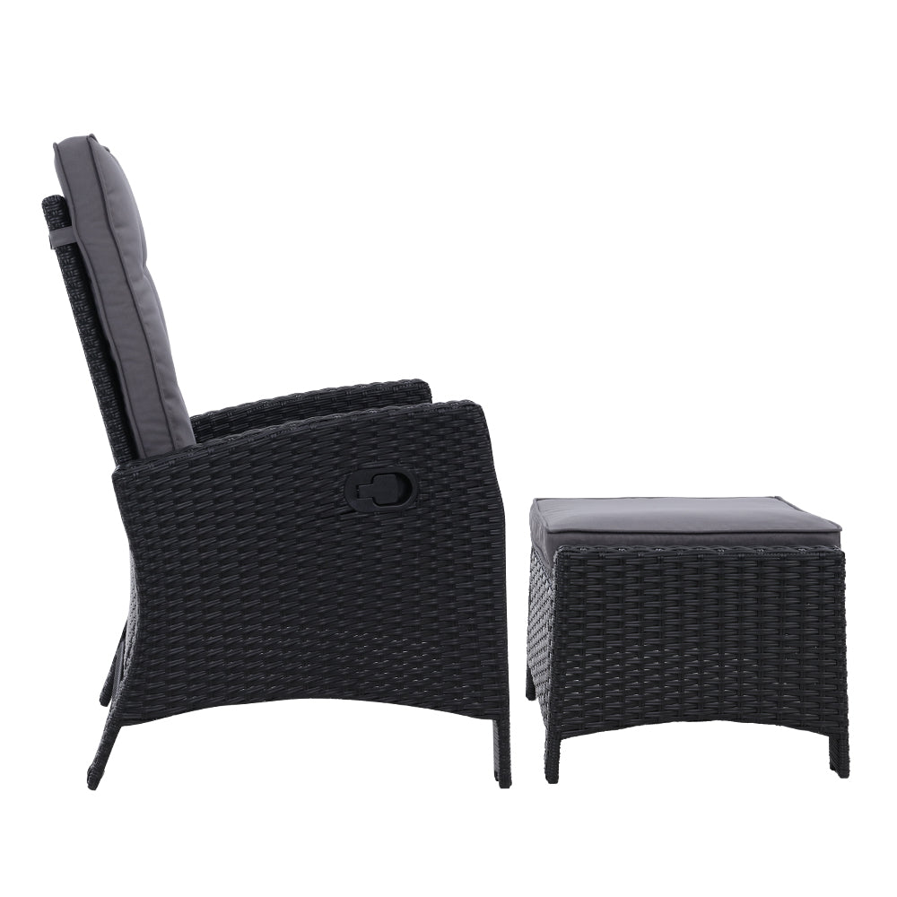 Recliner Sun Lounge Chair with Cushion & Ottoman