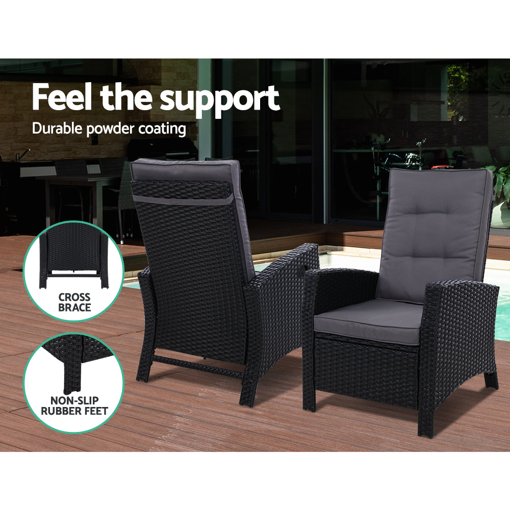 Recliner Sun Lounge Chair with Cushion & Ottoman