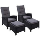 Recliner Chairs - Set of 2 with Ottoman - Wicker