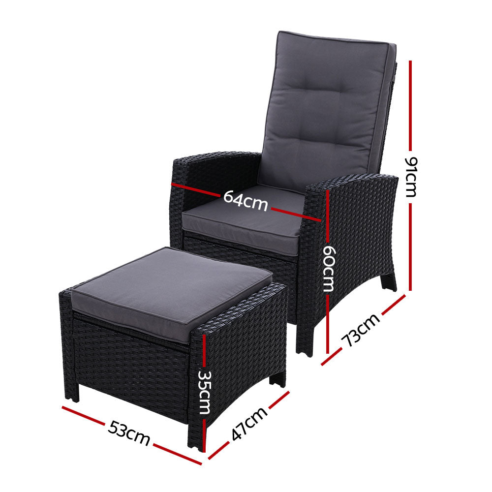 Set of 2 Sun Recliner Chair Outdoor