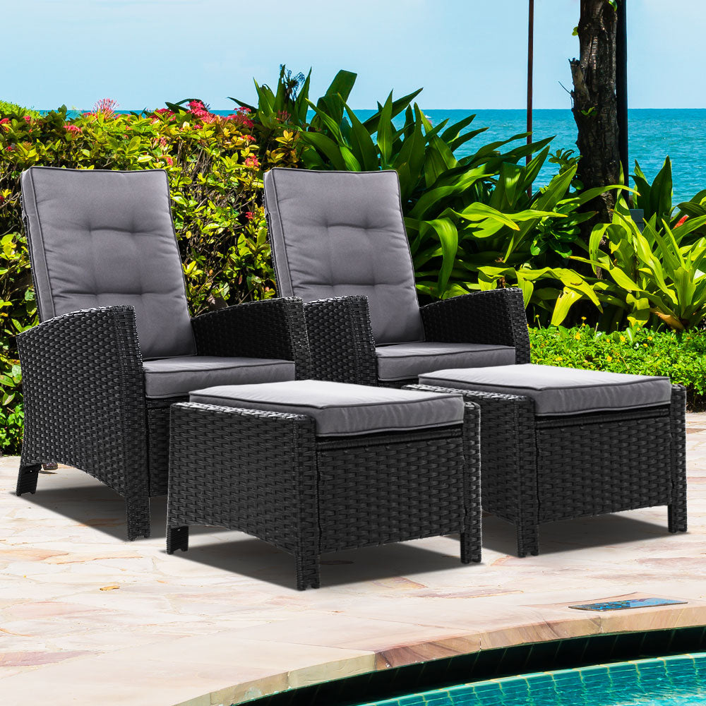 Set of 2 Sun Recliner Chair Outdoor