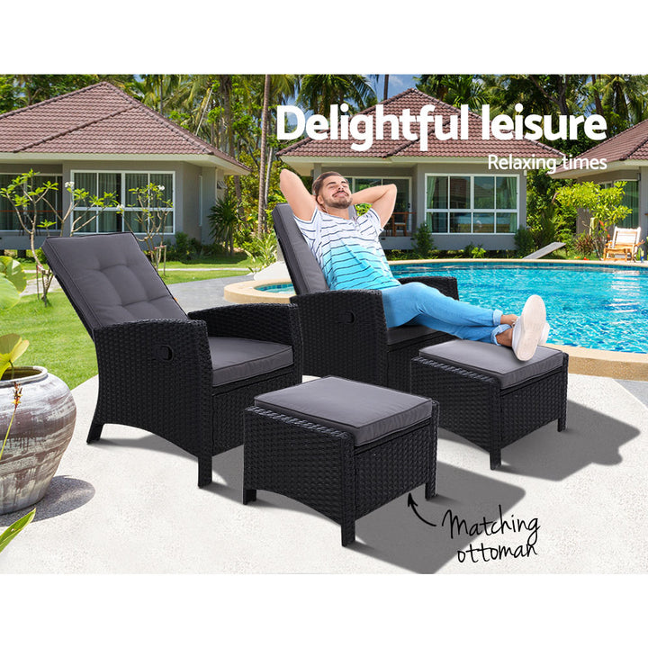 Set of 2 Sun Recliner Chair Outdoor