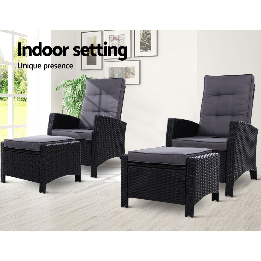 Set of 2 Sun Recliner Chair Outdoor