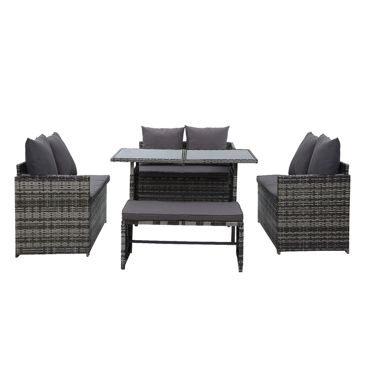 Outdoor Dining Setting Sofa Set Lounge Wicker 8 Seater Mixed Grey