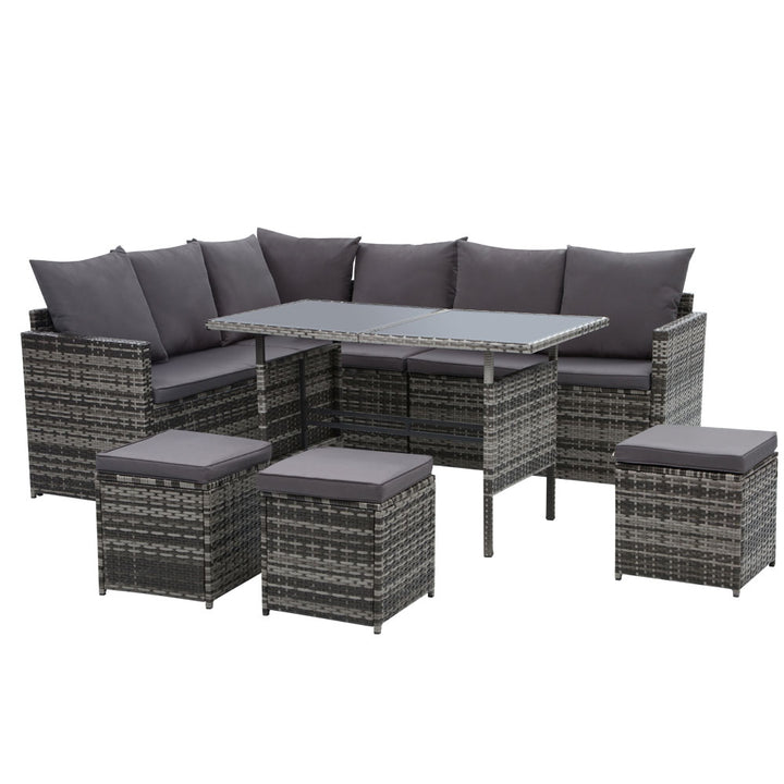 9 Seater Wicker Lounge and Outdoor Dining Set