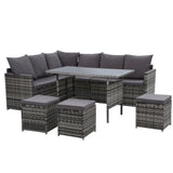 9 Seater Wicker Lounge & Outdoor Dining Set - Includes Cushions / Ottomans