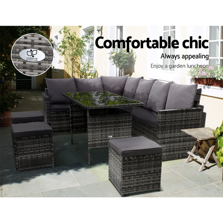 9 Seater Wicker Lounge and Outdoor Dining Set