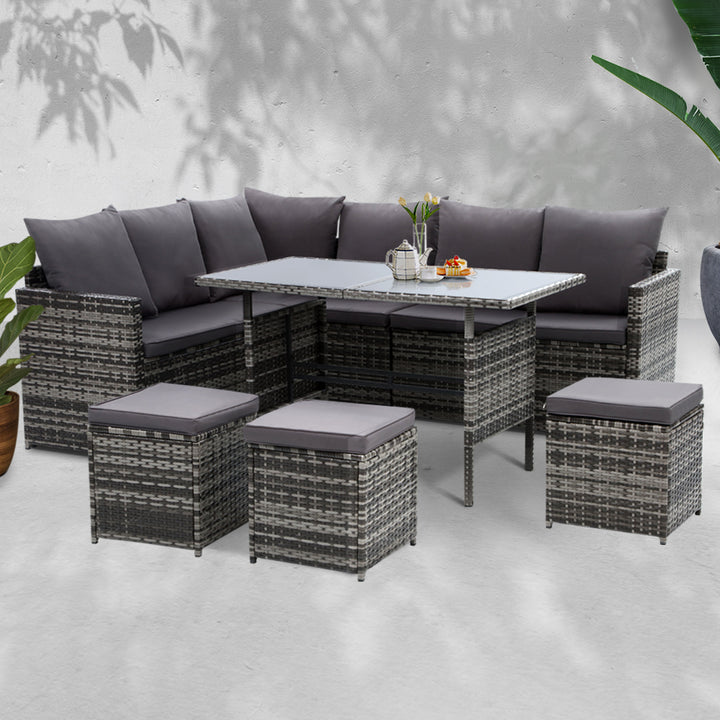9 Seater Wicker Lounge and Outdoor Dining Set
