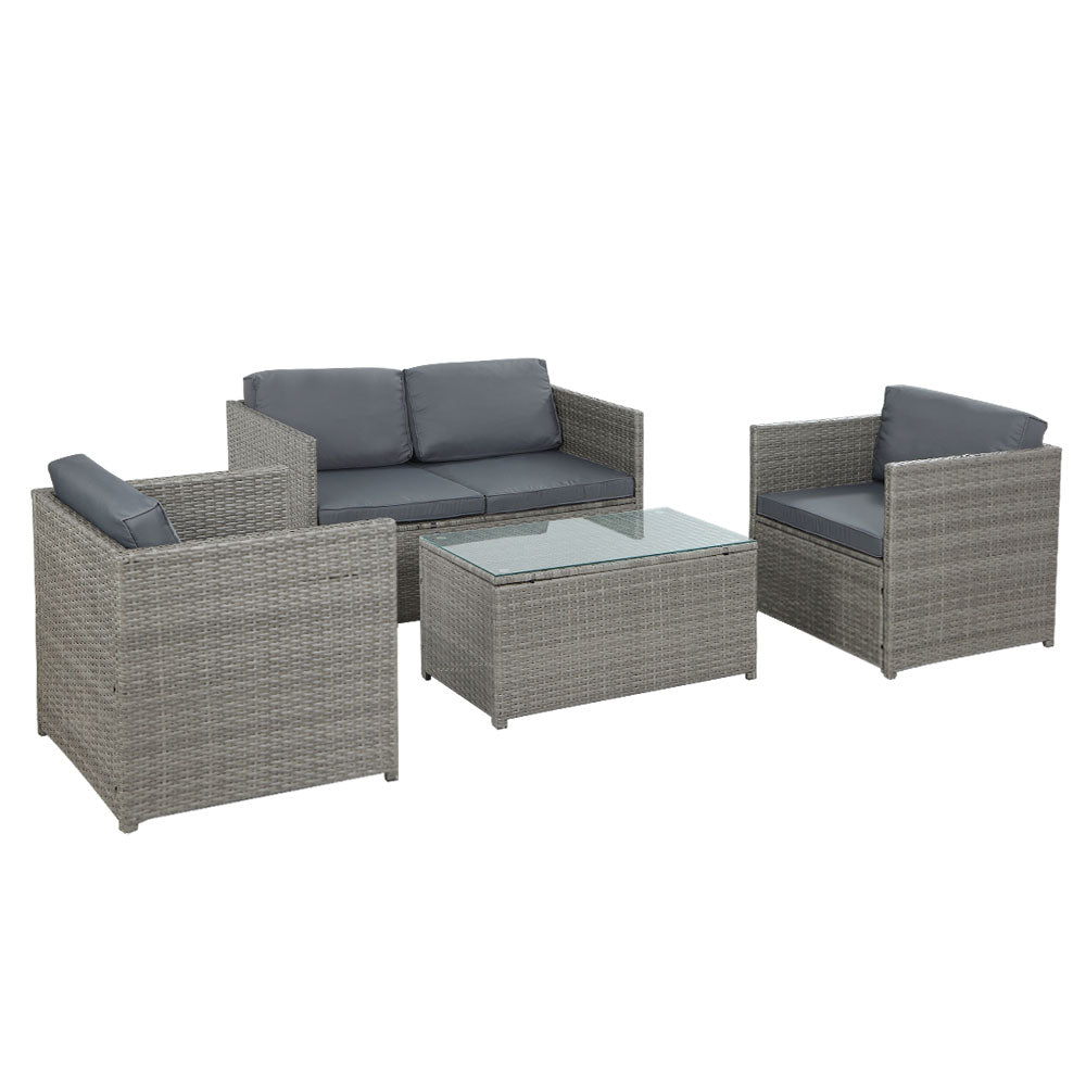 Outdoor Sofa Set 4-Seater Wicker Lounge Setting Table Chairs