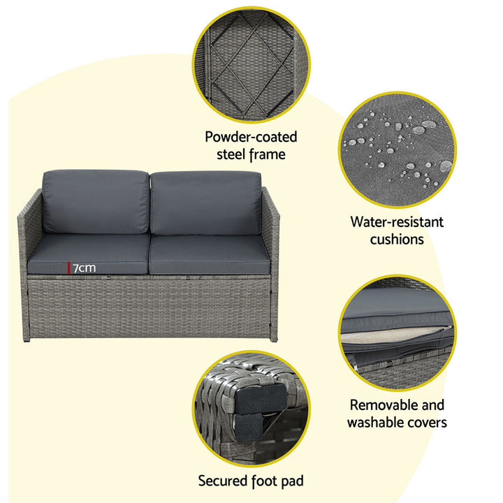 Outdoor Sofa Set 4-Seater Wicker Lounge Setting Table Chairs