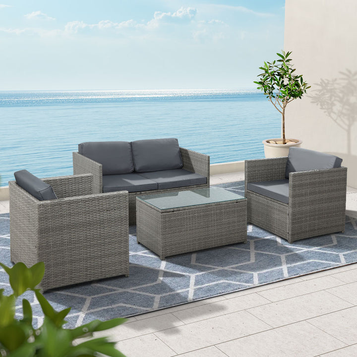 Outdoor Sofa Set 4-Seater Wicker Lounge Setting Table Chairs