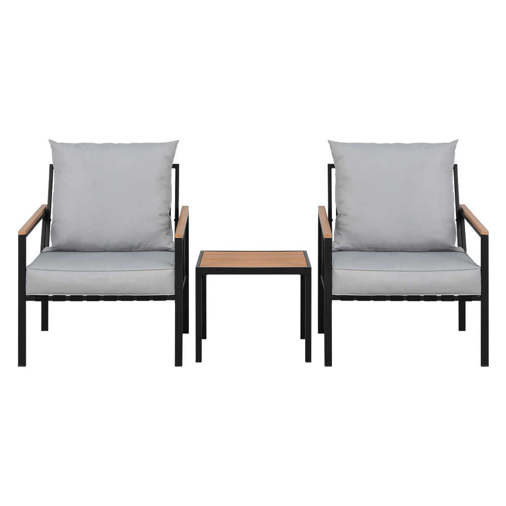 Outdoor Furniture 3pcs Lounge Setting Bistro Set Chairs Table Patio