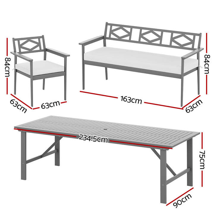 6-seater Outdoor Dining Chair and Table w Bench Seat