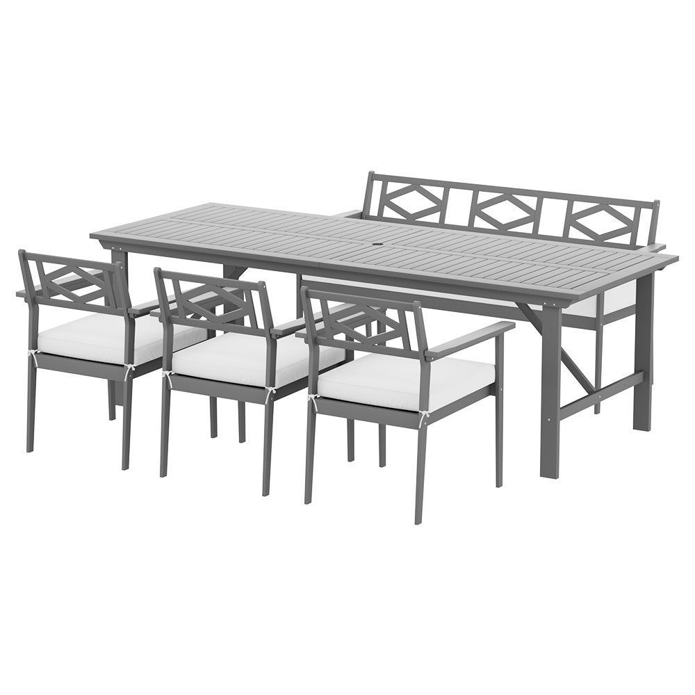6-seater Outdoor Dining Chair and Table w Bench Seat