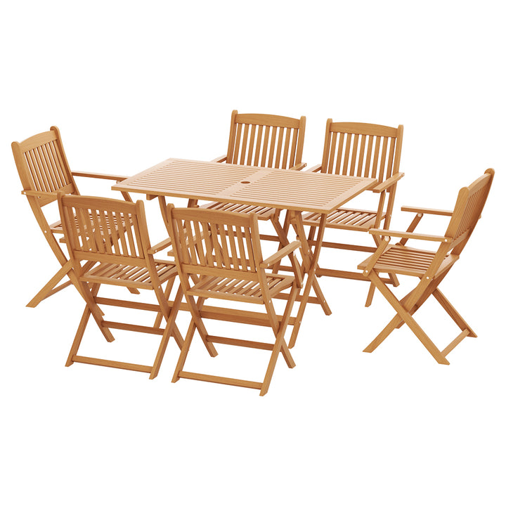 7PCS Dining Set Foldable Acacia Wood