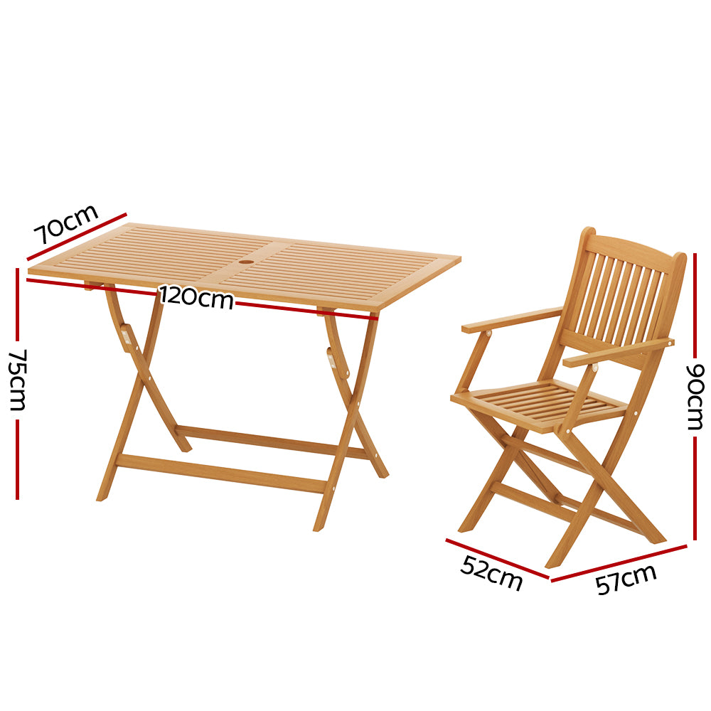 7PCS Dining Set Foldable Acacia Wood