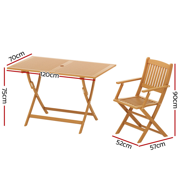 7PCS Dining Set Foldable Acacia Wood