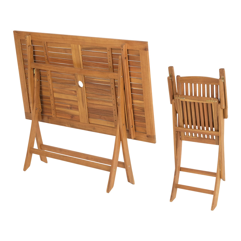 7PCS Dining Set Foldable Acacia Wood