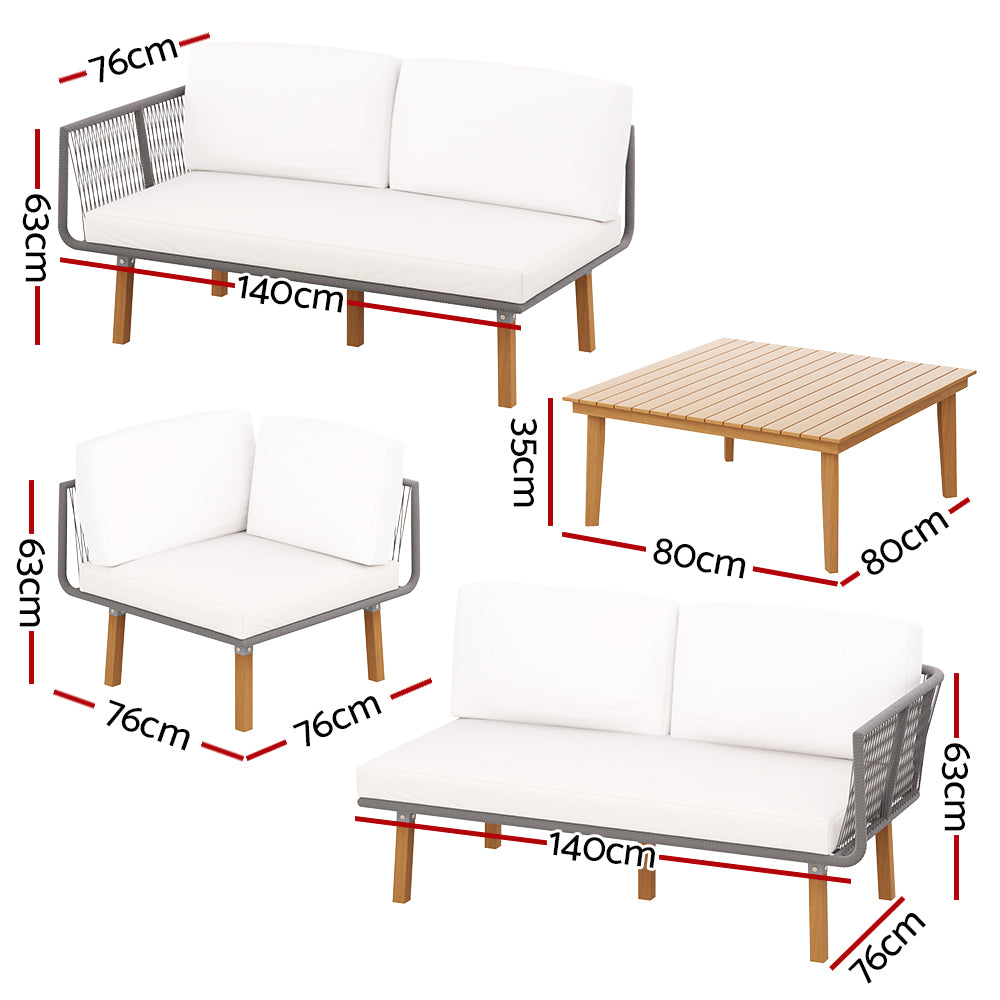 4pcs Outdoor Set Modular Aluminum Lounge