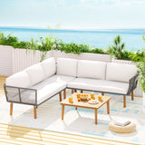 4pc Outdoor Set Modular Aluminum Lounge - White Cushions