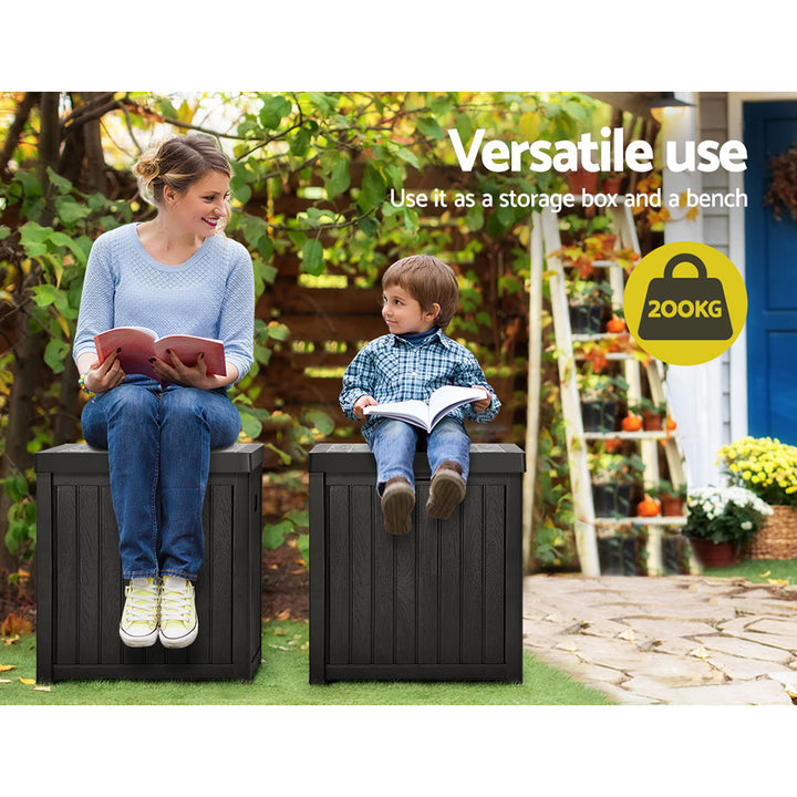 195L Outdoor Storage Box / Table / Bench Seat - Black