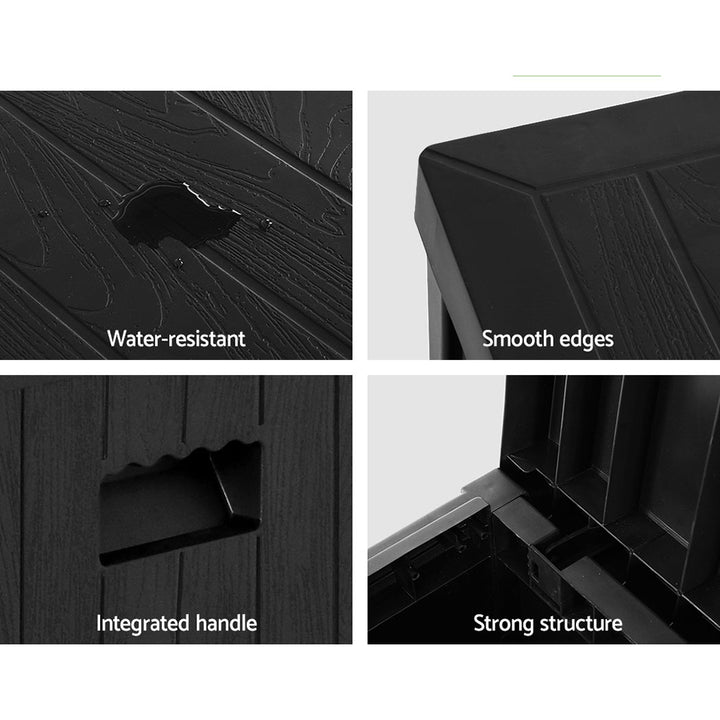 195L Outdoor Storage Box / Table / Bench Seat - Black