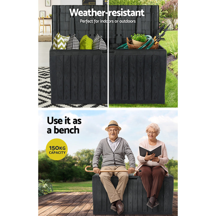 220L Outdoor Storage Box / Bench (Lockable) - Black