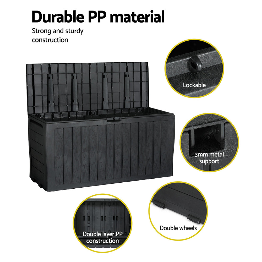 220L Outdoor Storage Box / Bench (Lockable) - Black