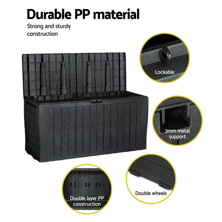 220L Outdoor Storage Box / Bench (Lockable) - Black