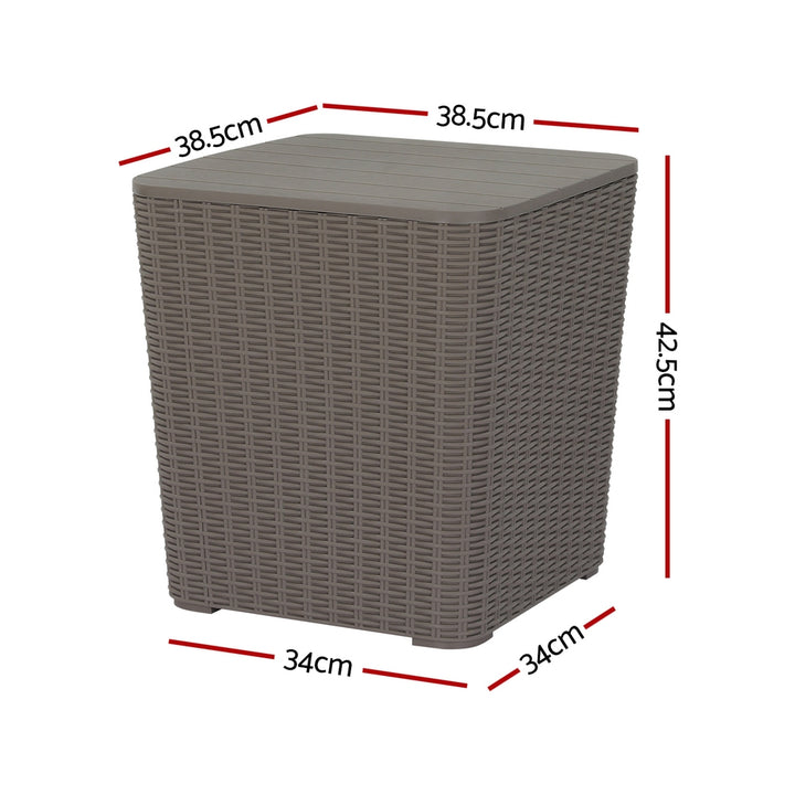43L Outdoor Storage Box / Side Table / Bench - Brown