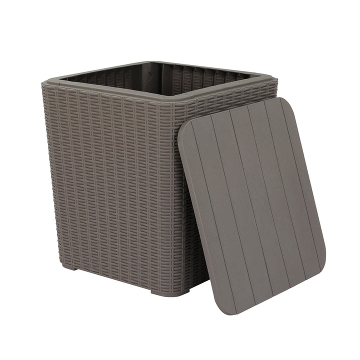 43L Outdoor Storage Box / Side Table / Bench - Brown
