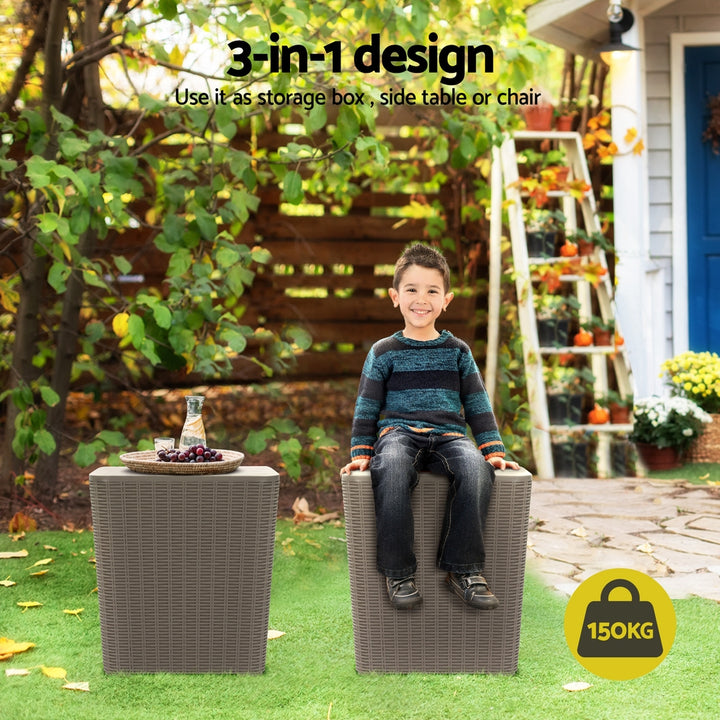 43L Outdoor Storage Box / Side Table / Bench - Brown