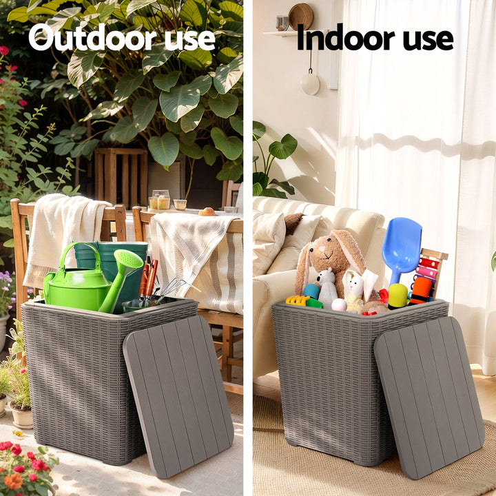 43L Outdoor Storage Box / Side Table / Bench - Brown