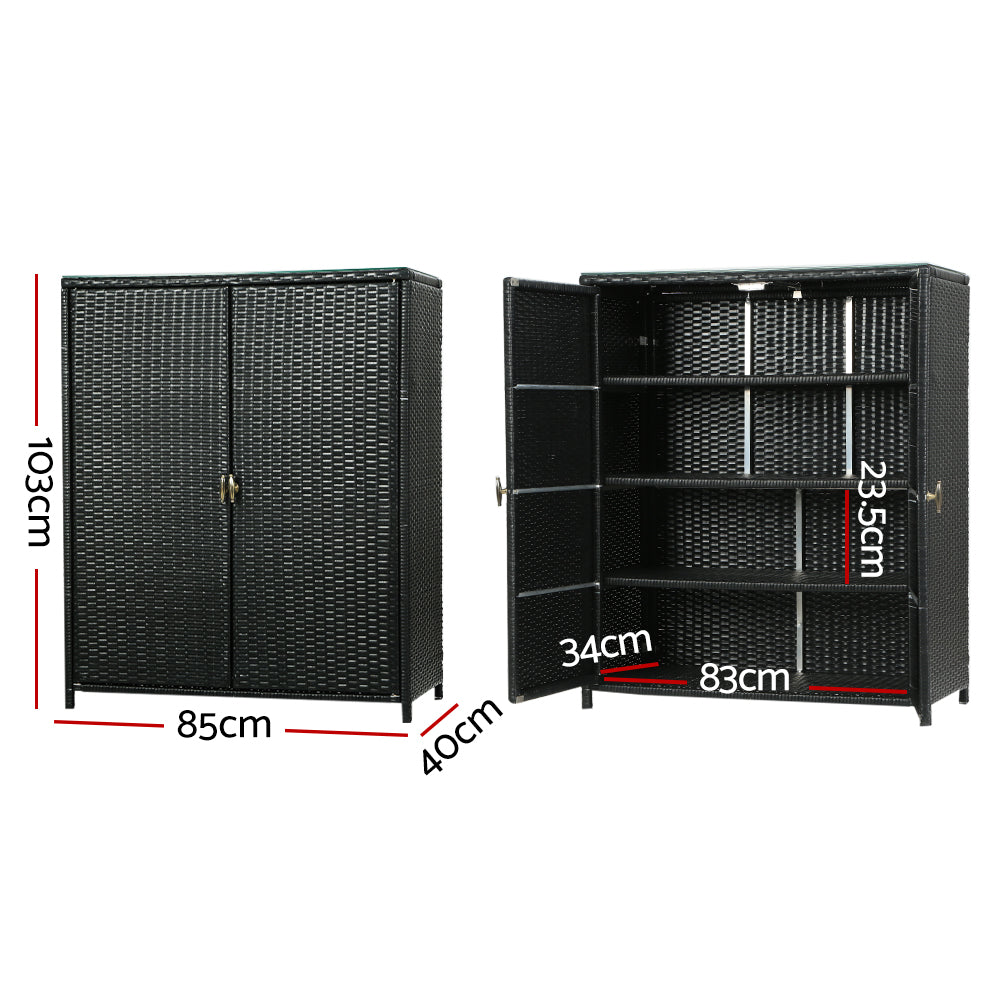 Gardeon Outdoor Storage Cabinet Wicker Shelf Chest Garden Shed Tools