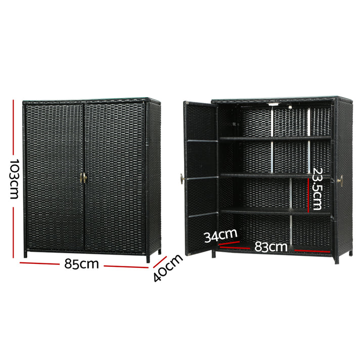 Gardeon Outdoor Storage Cabinet Wicker Shelf Chest Garden Shed Tools