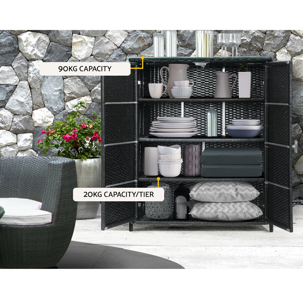 Gardeon Outdoor Storage Cabinet Wicker Shelf Chest Garden Shed Tools