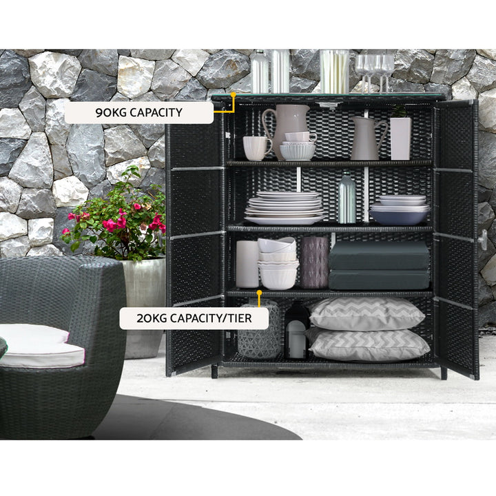 Gardeon Outdoor Storage Cabinet Wicker Shelf Chest Garden Shed Tools