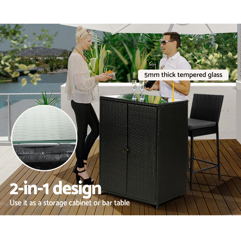 Gardeon Outdoor Storage Cabinet Wicker Shelf Chest Garden Shed Tools