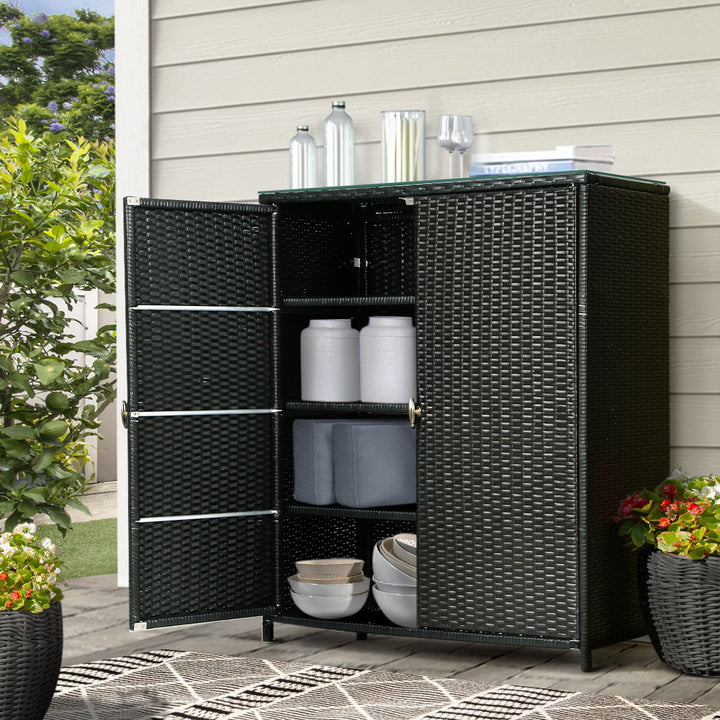 Gardeon Outdoor Storage Cabinet Wicker Shelf Chest Garden Shed Tools