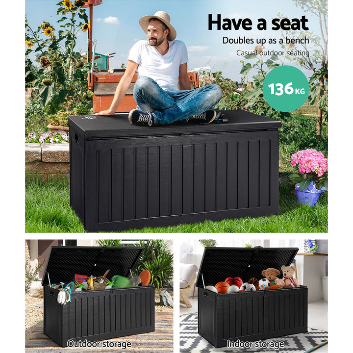 270L Outdoor Storage Box / Bench (Lockable) - Black