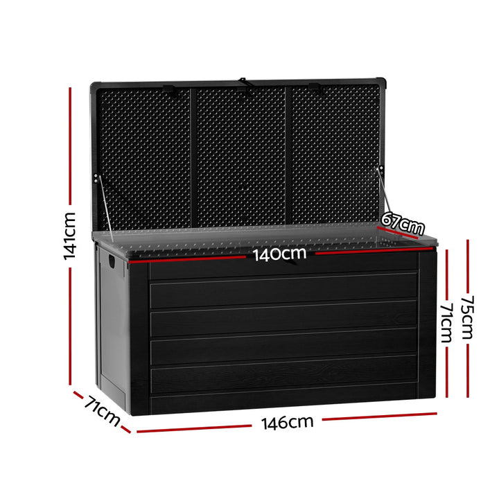 680L Waterproof Outdoor Storage Box / Bench (Lockable) - Black