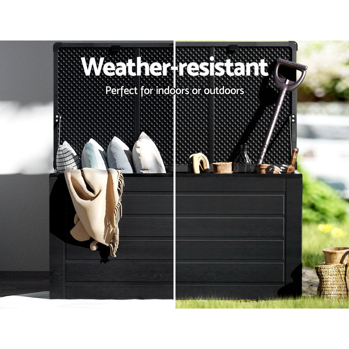 680L Waterproof Outdoor Storage Box / Bench (Lockable) - Black