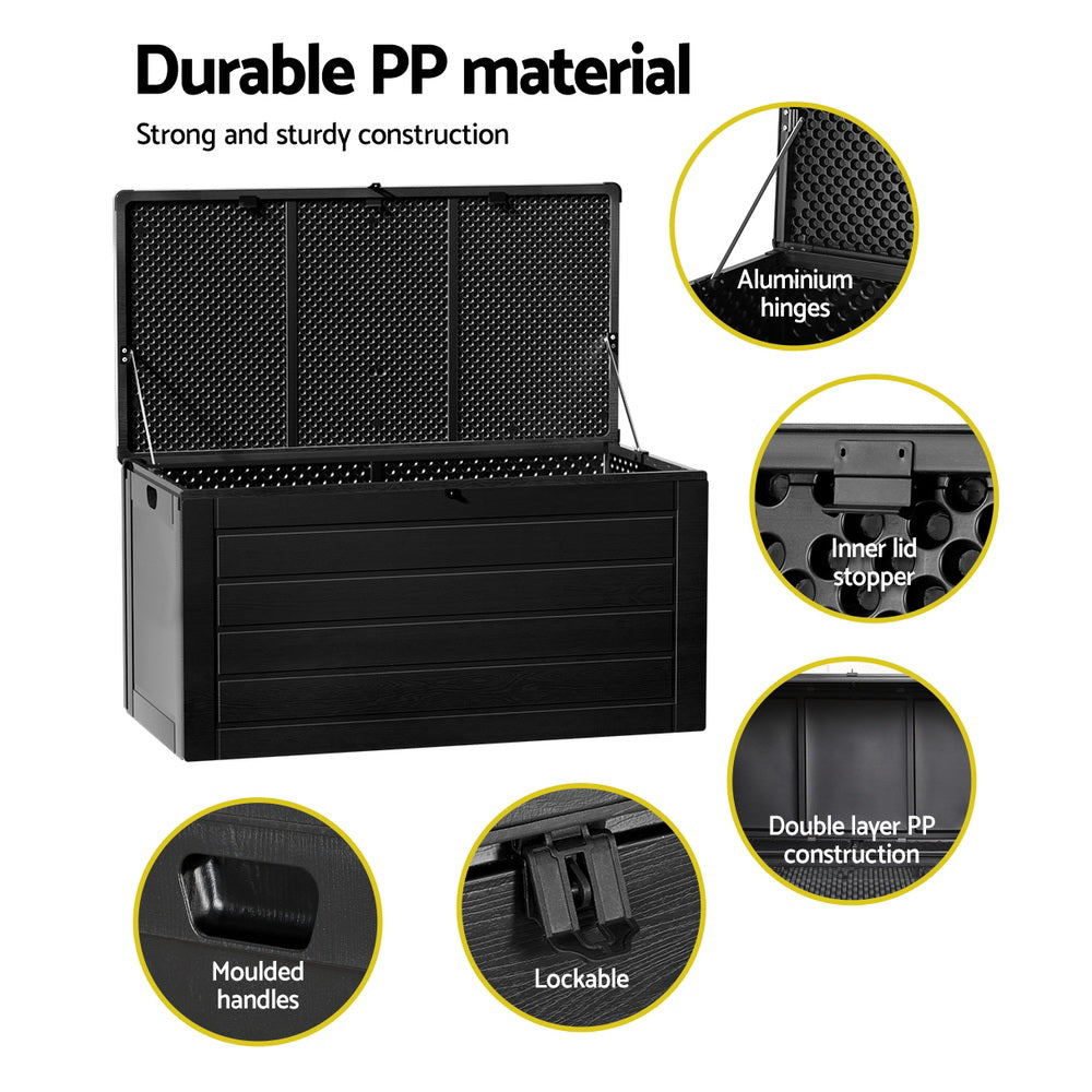 680L Waterproof Outdoor Storage Box / Bench (Lockable) - Black